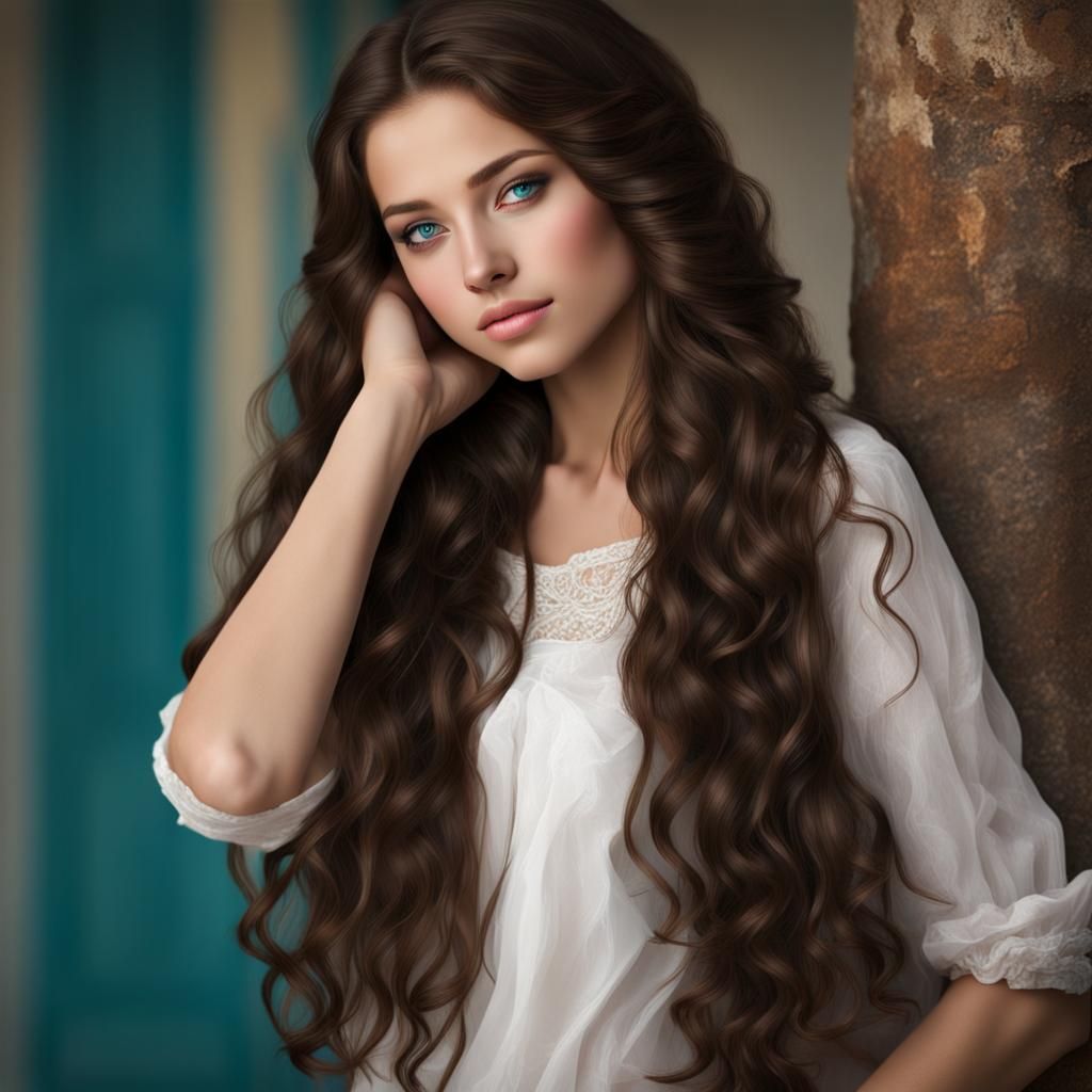 Artistic Portrait of Beautiful Teenager with Brown Hair