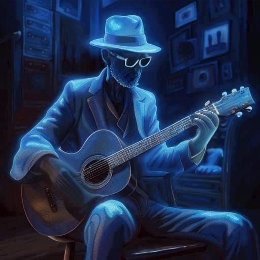 Spectral Hand Holding Guitar Chord in Blues