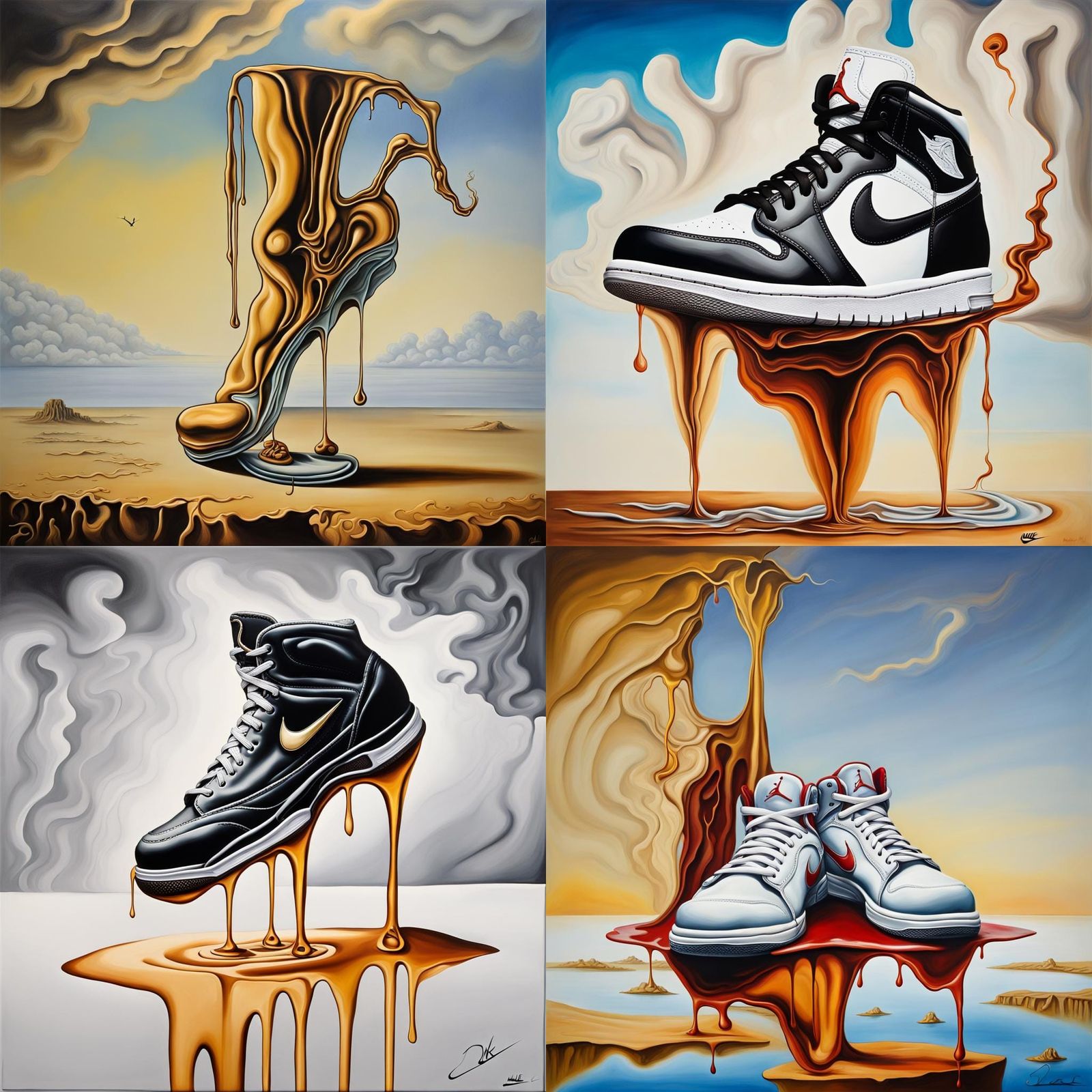 Surreal Melting Nike Jordans as Oil Painting