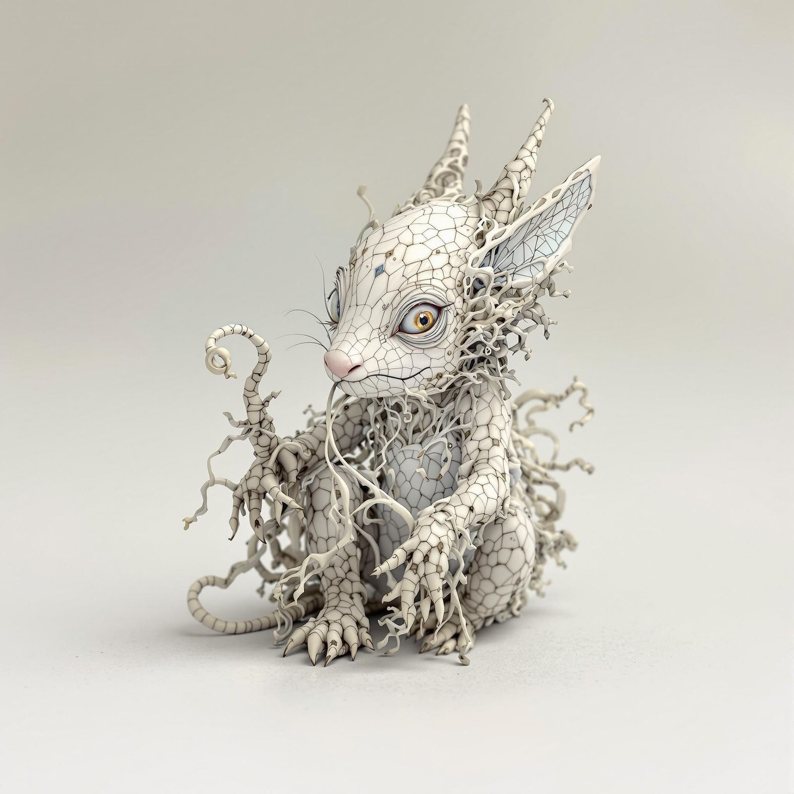 Intricate Fantasy Figure in Mixed Artistic Styles