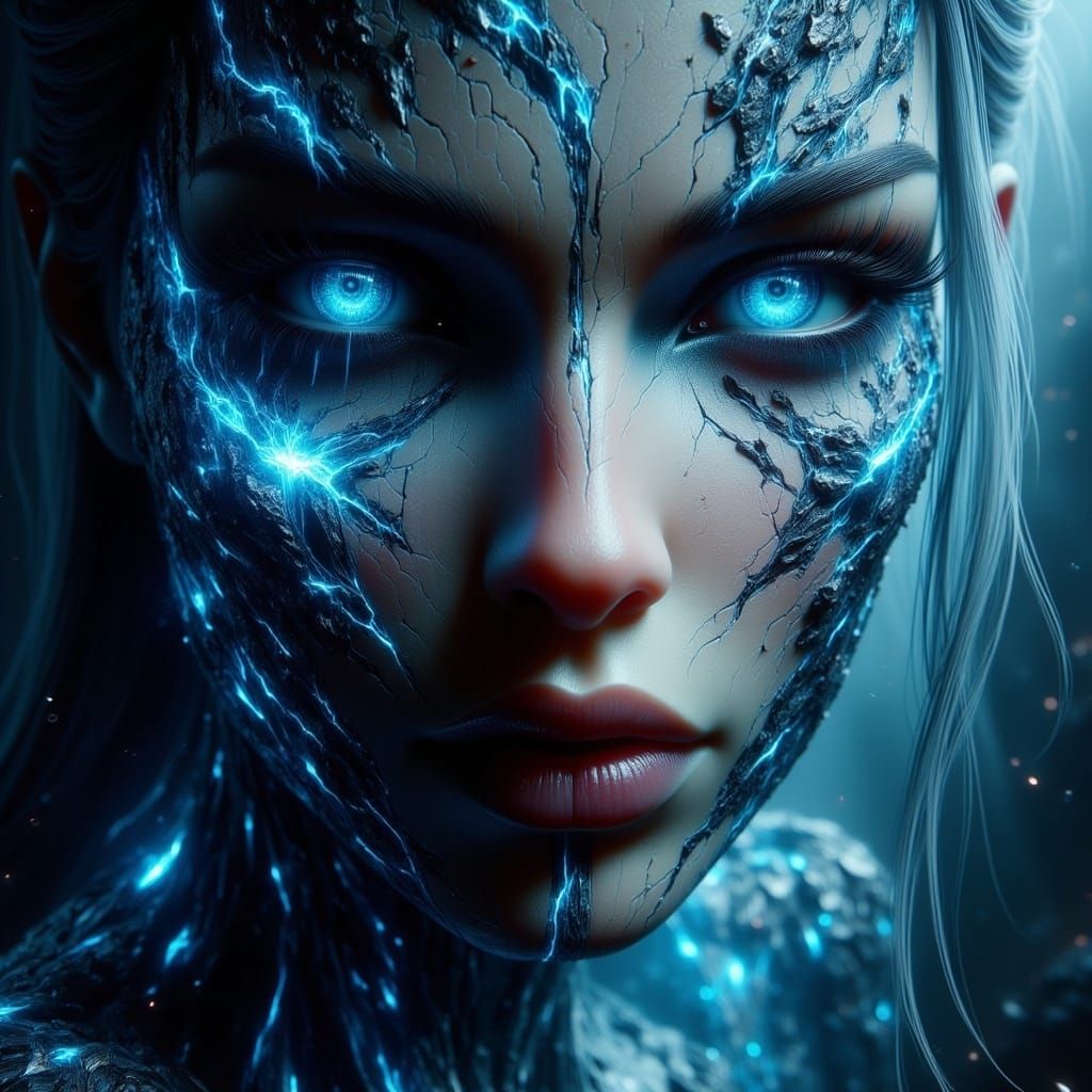 Abstract Sci-Fi Ghost in Ominous Machine Landscape