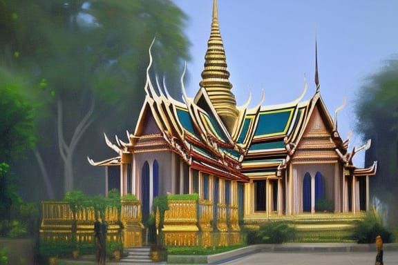 Thailand Cathedral as Oil Painting