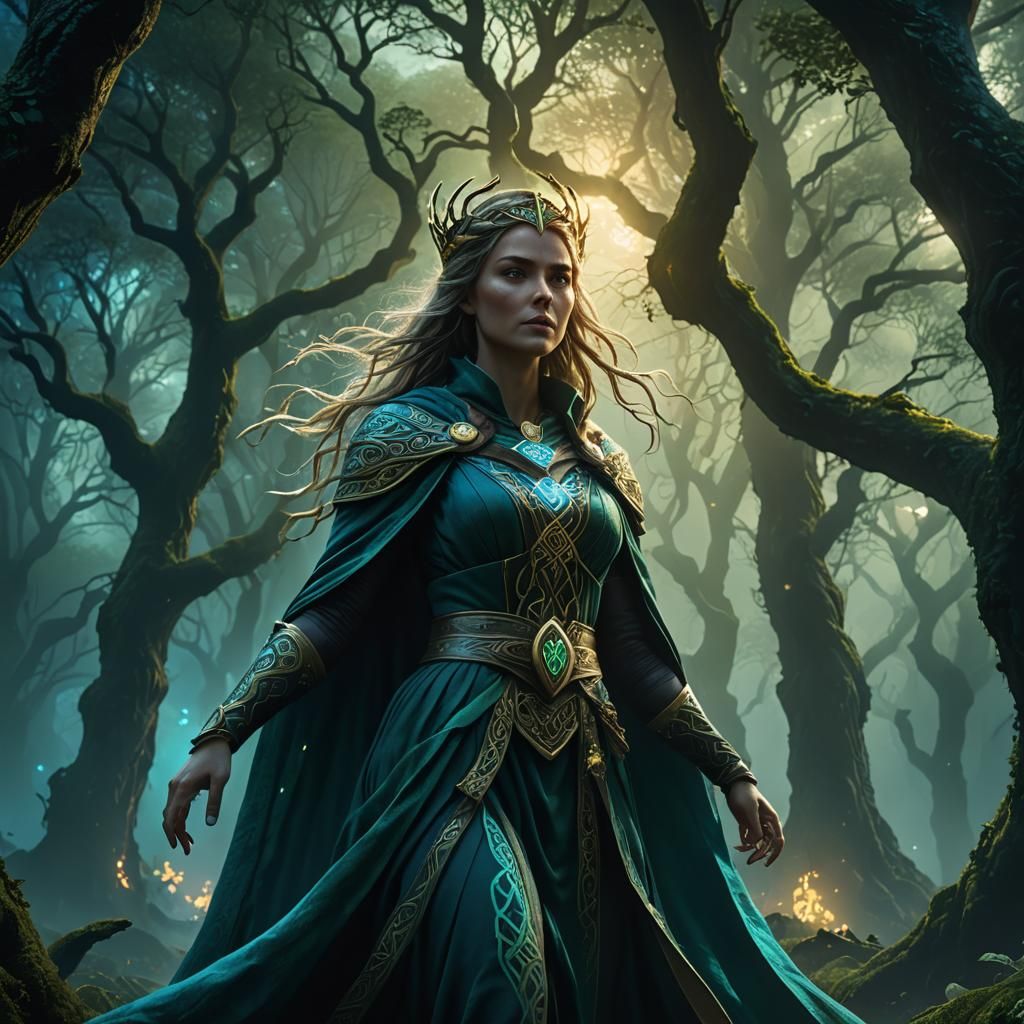 Macha, the Phantom Queen, in a Mystical Forest
