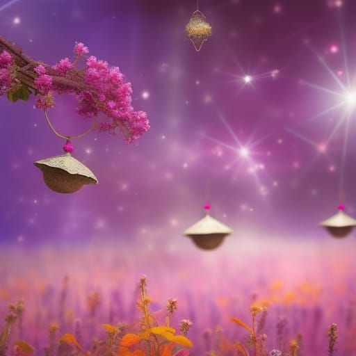 Enchanting Garden Scene with Ethereal Glow