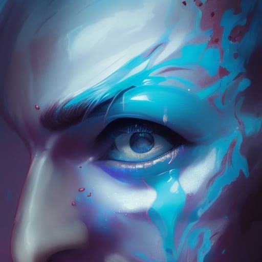 Blue Sharingan Eye Portrait in Detailed Digital Art