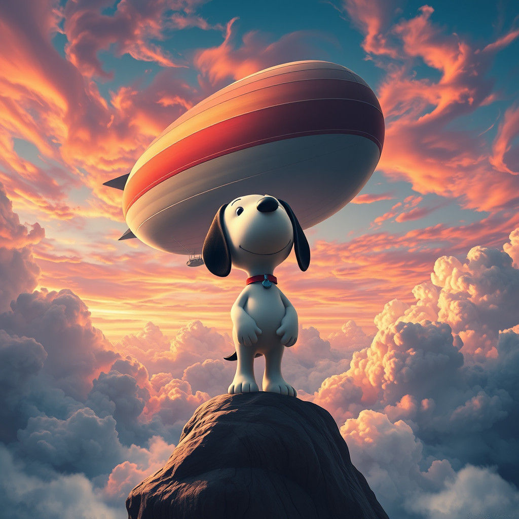 Snoopy as Hindenburg in Fantastical Sky