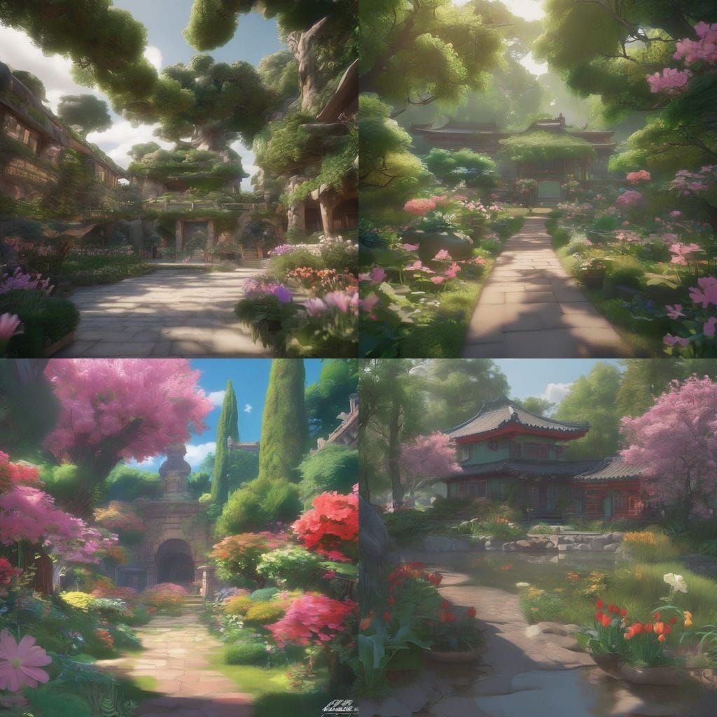 Vibrant Anime Garden Scene in Stunning 8k Detail