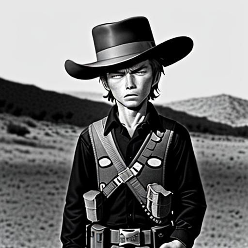 gunfight   Clint Eastwood as a child B&W manga