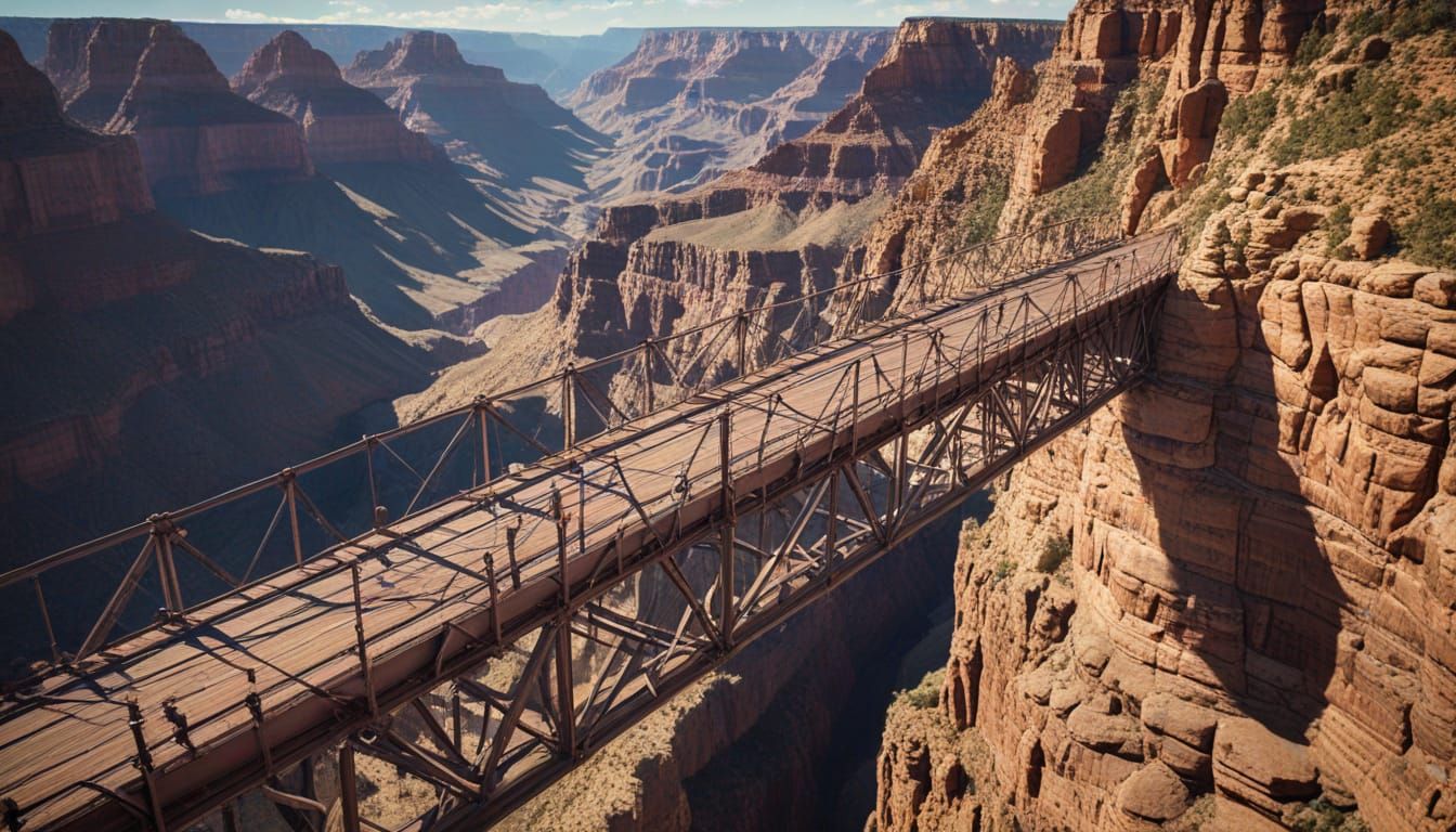 Surreal Grand Canyon Bridge in Hyperrealistic Studio Photogr...