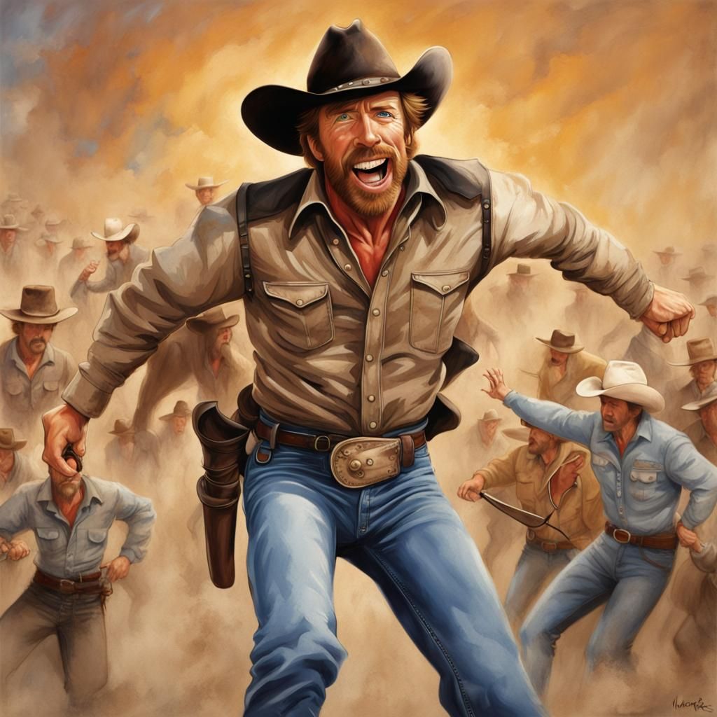 Chuck Norris Soars Skyward in Cowboy Outfit