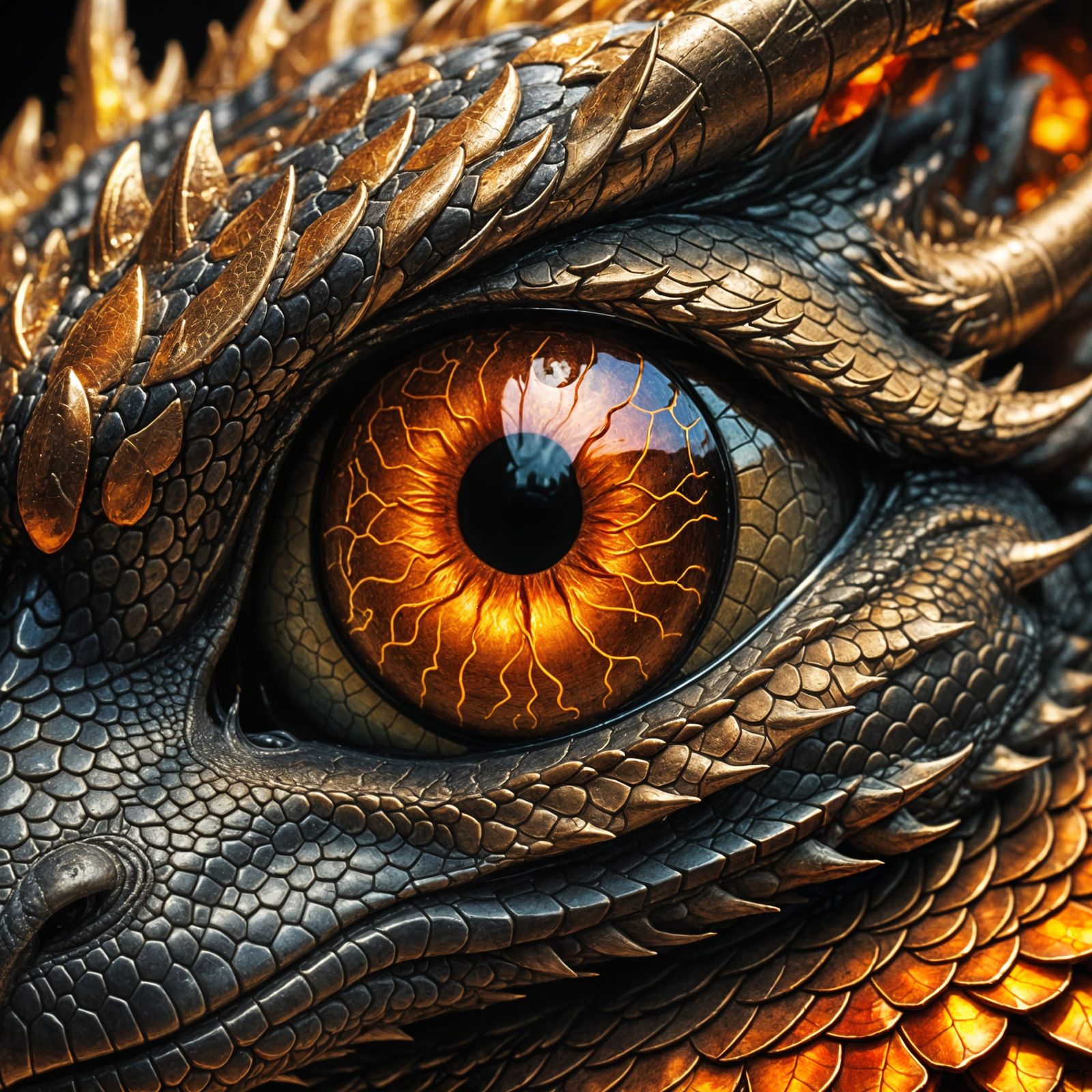 Detailed Macro Image of a Dragon's Eye