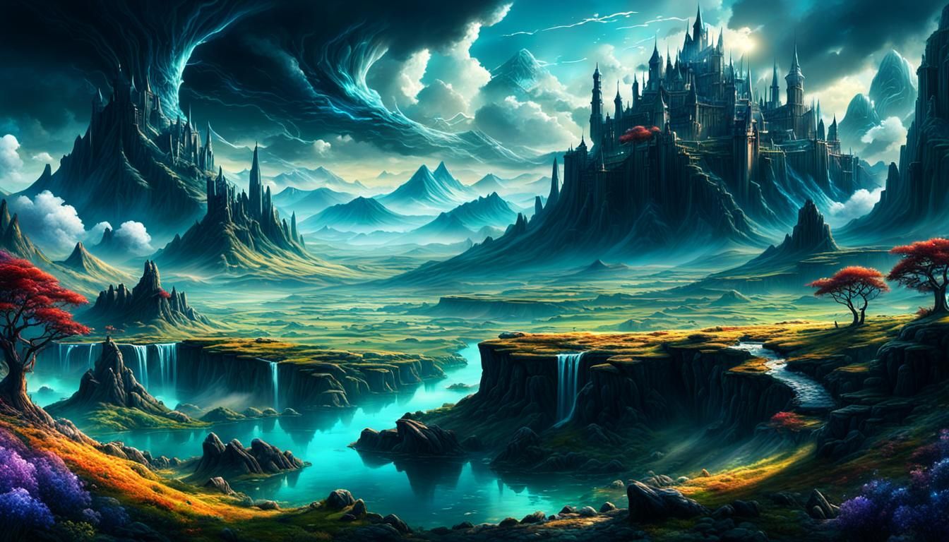 Fantastic Landscape, fantasy realm to the surface, a surreal...