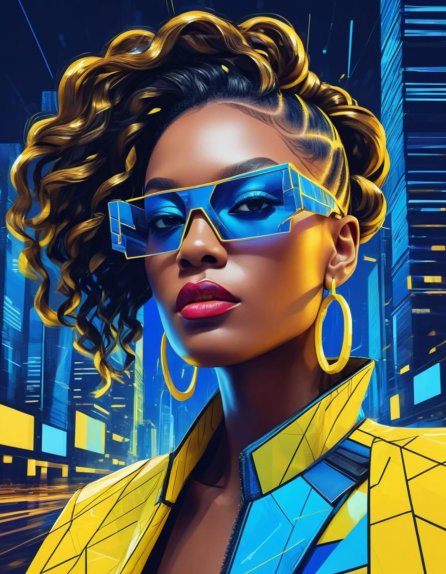 Futuristic Fashion Portrait in Vibrant 3D Style