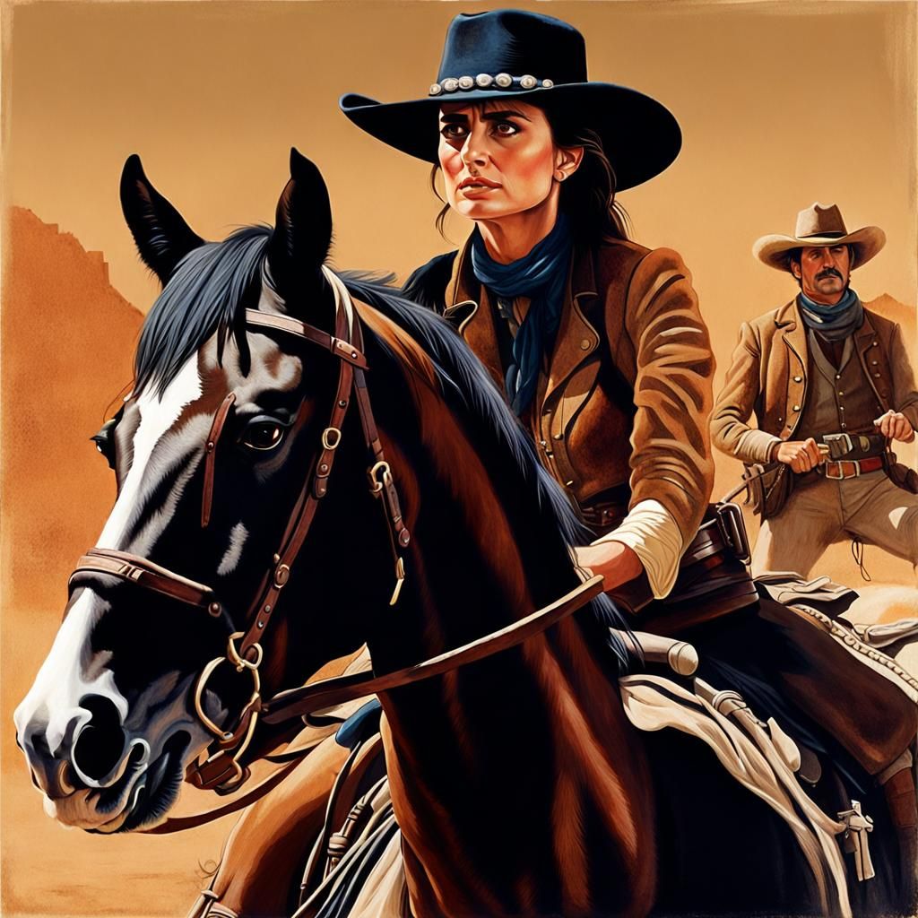 Gunfighter on Horseback: Photorealistic Oil Painting