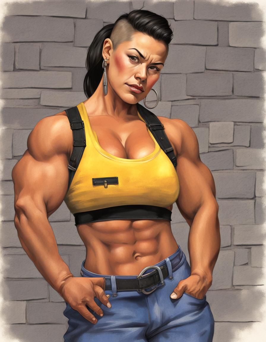 Samoan Bodybuilder Construction Worker Portrait