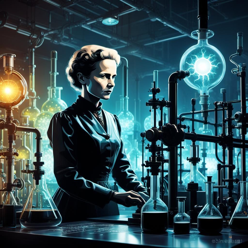 Marie Curie in a chemistry laboratory