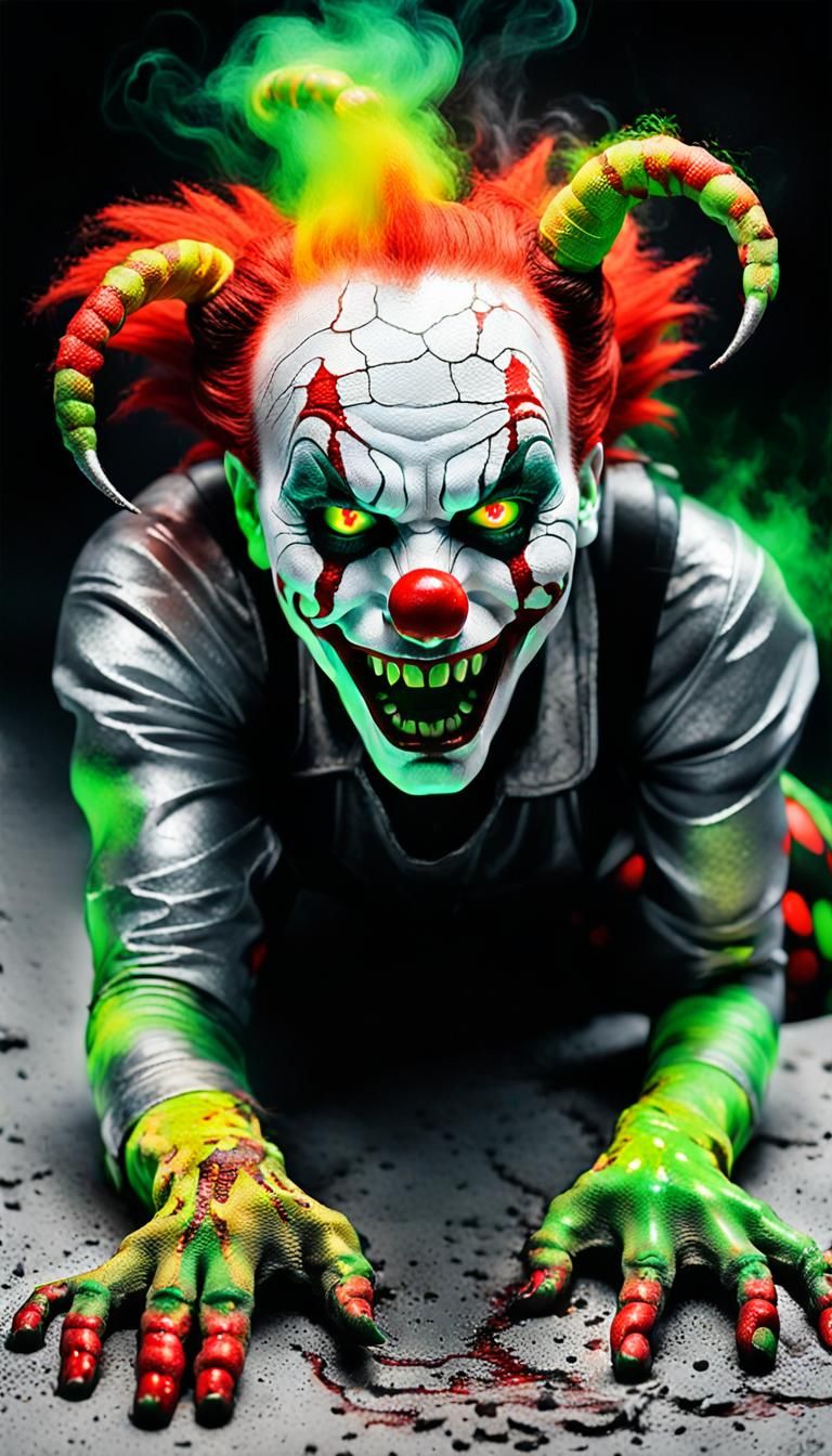 Sci-Fi Juggalo Clown Figure in Surreal Style