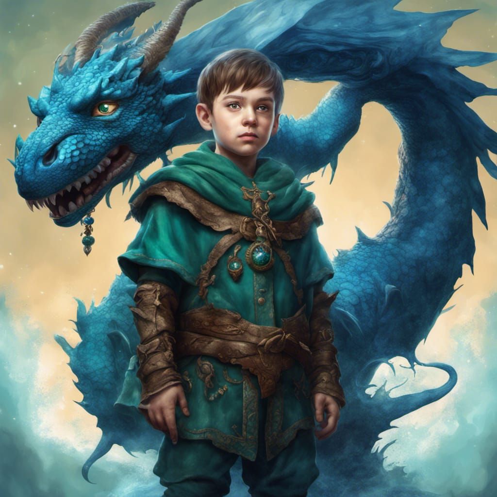 Dwarf Boy and Dragon Egg: Fantasy Digital Art
