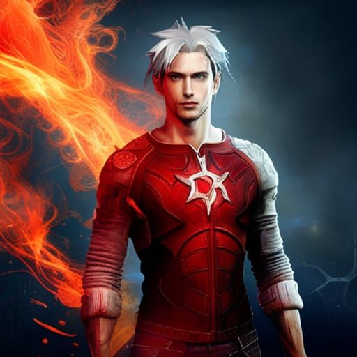 Ice Storm Man with Piercing Blue Eyes