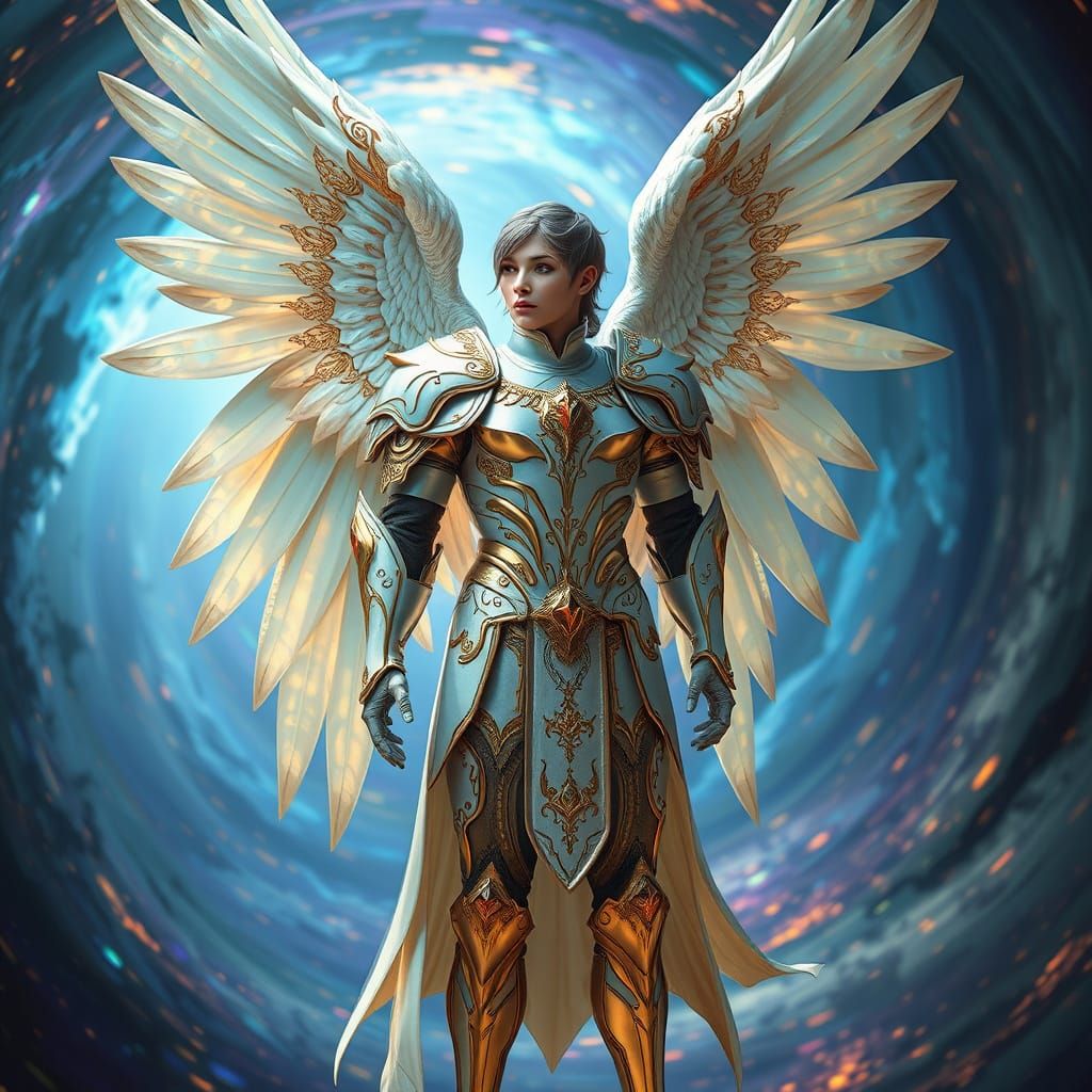 Majestic Fallen Angel in Opalescent Armor