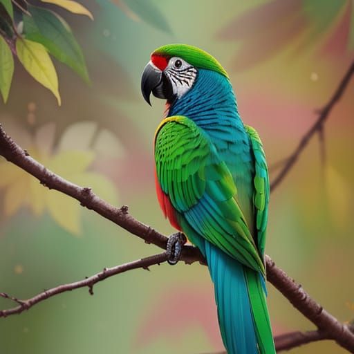 Vivid Parrot in Detailed Watercolor Splash