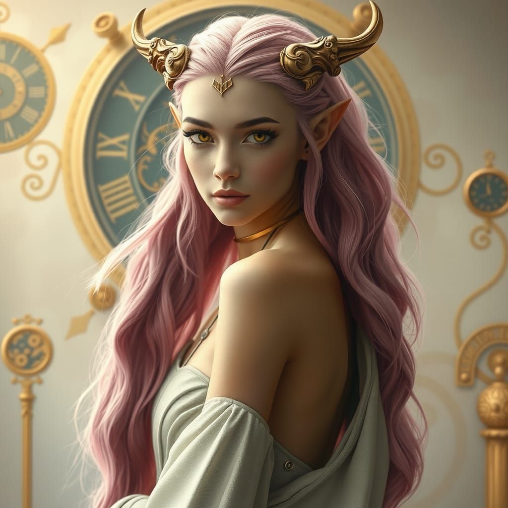 Ethereal Time Goddess in Live-Action Style