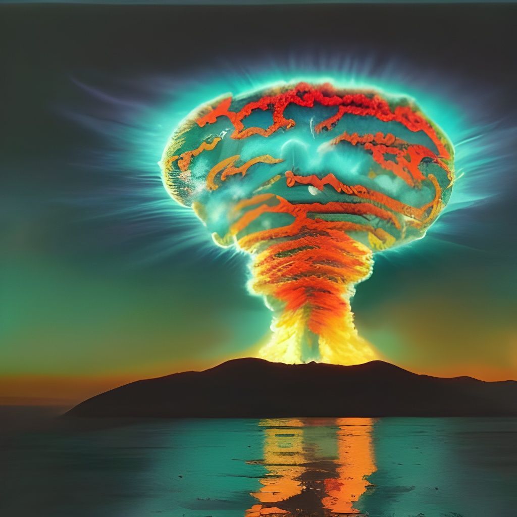 Intricate Nuclear Explosion with Glowing Radiation