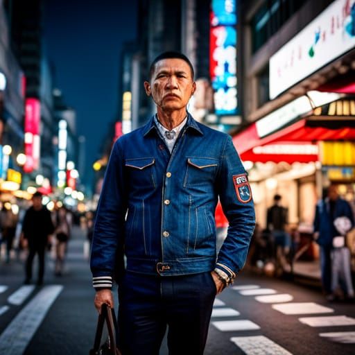 American in Tokyo: Hyperrealistic Night Scene