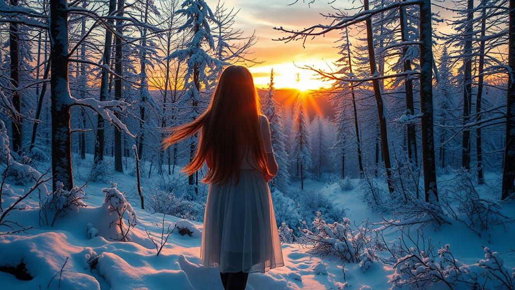 Surreal Winter Wonderland with Fairies and a Glowing Network