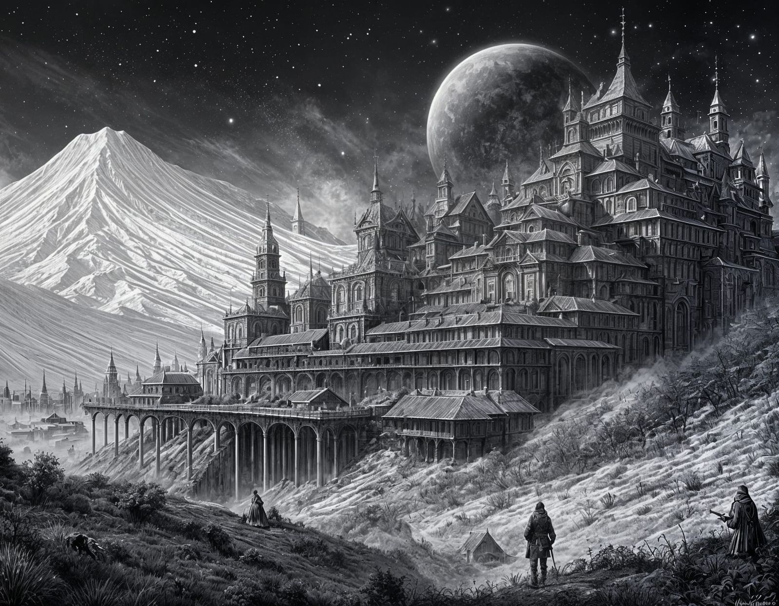 Mysterious Forest Scene in Nicolas Delort Style