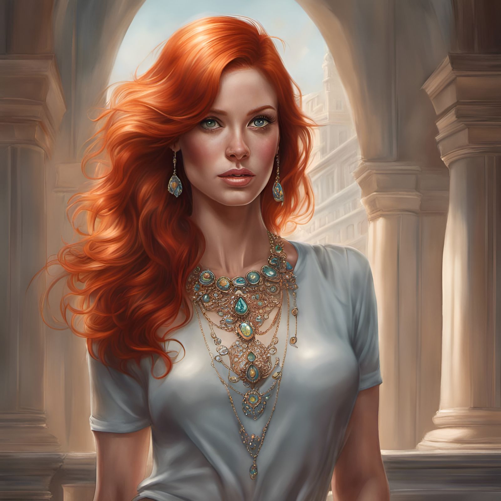 Gorgeous Redhead Portrait in Hyperrealistic Style