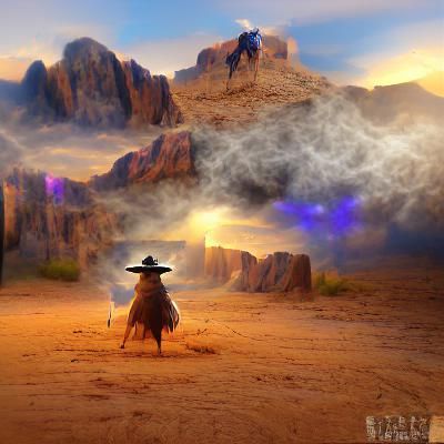 Cowboy Wizard in Desert Landscape Matte Painting