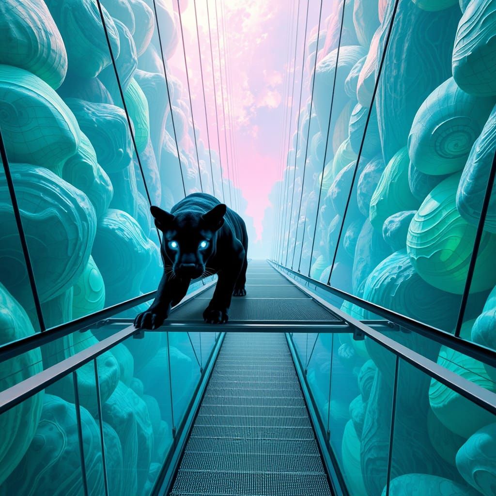 Cybernetic Panther in Futuristic Megacity