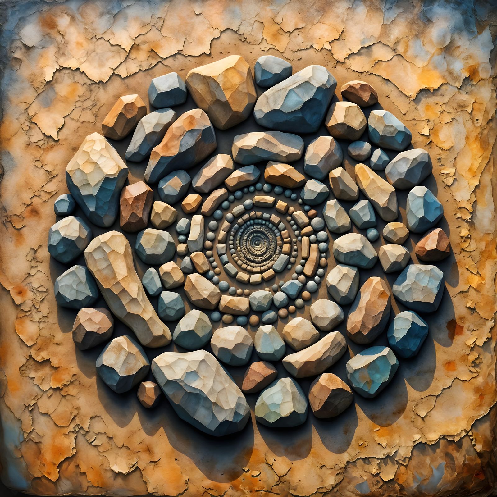 Earth Art Stone Spiral in Hyperrealistic Style