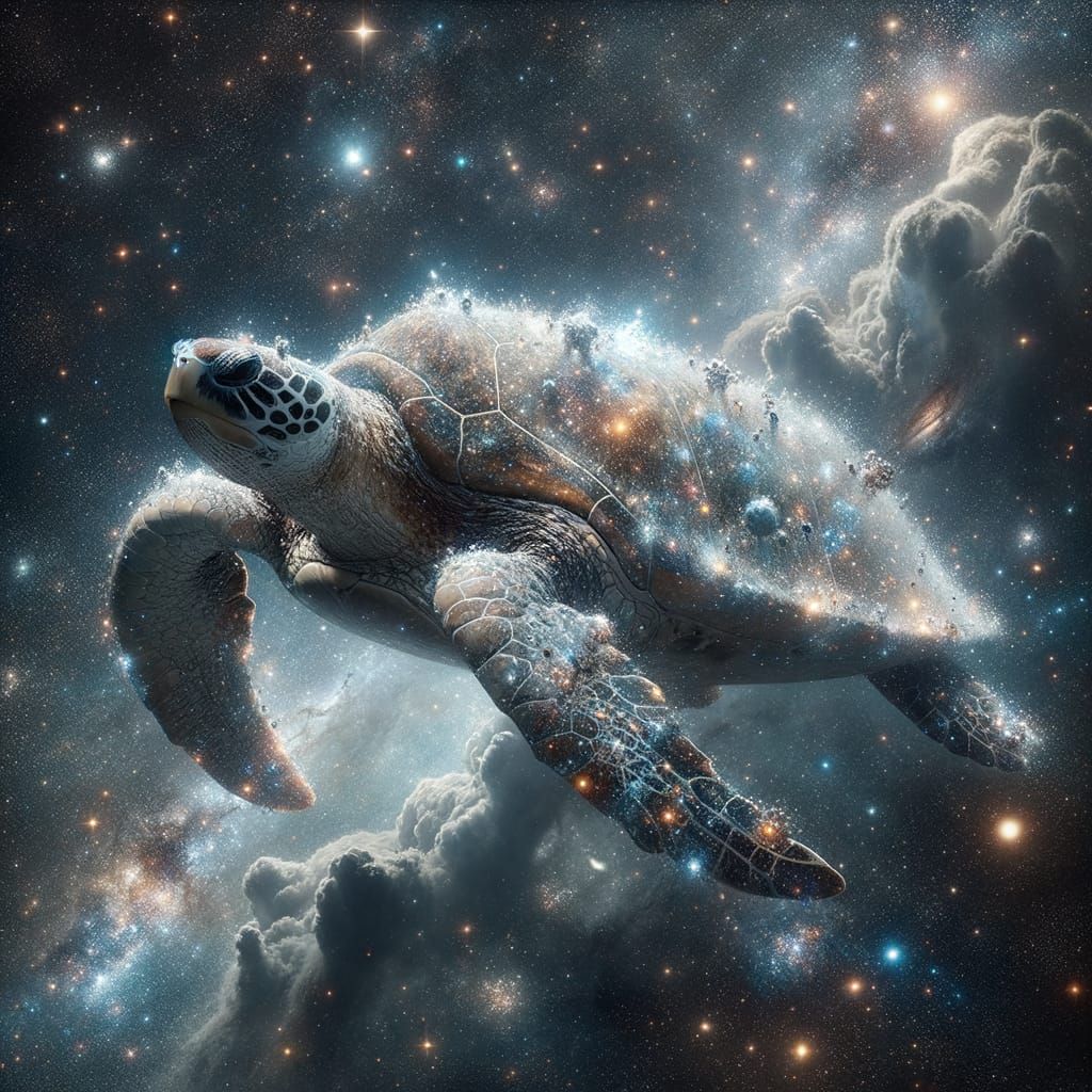 Cosmic Sea Turtle Swimming Through the Universe