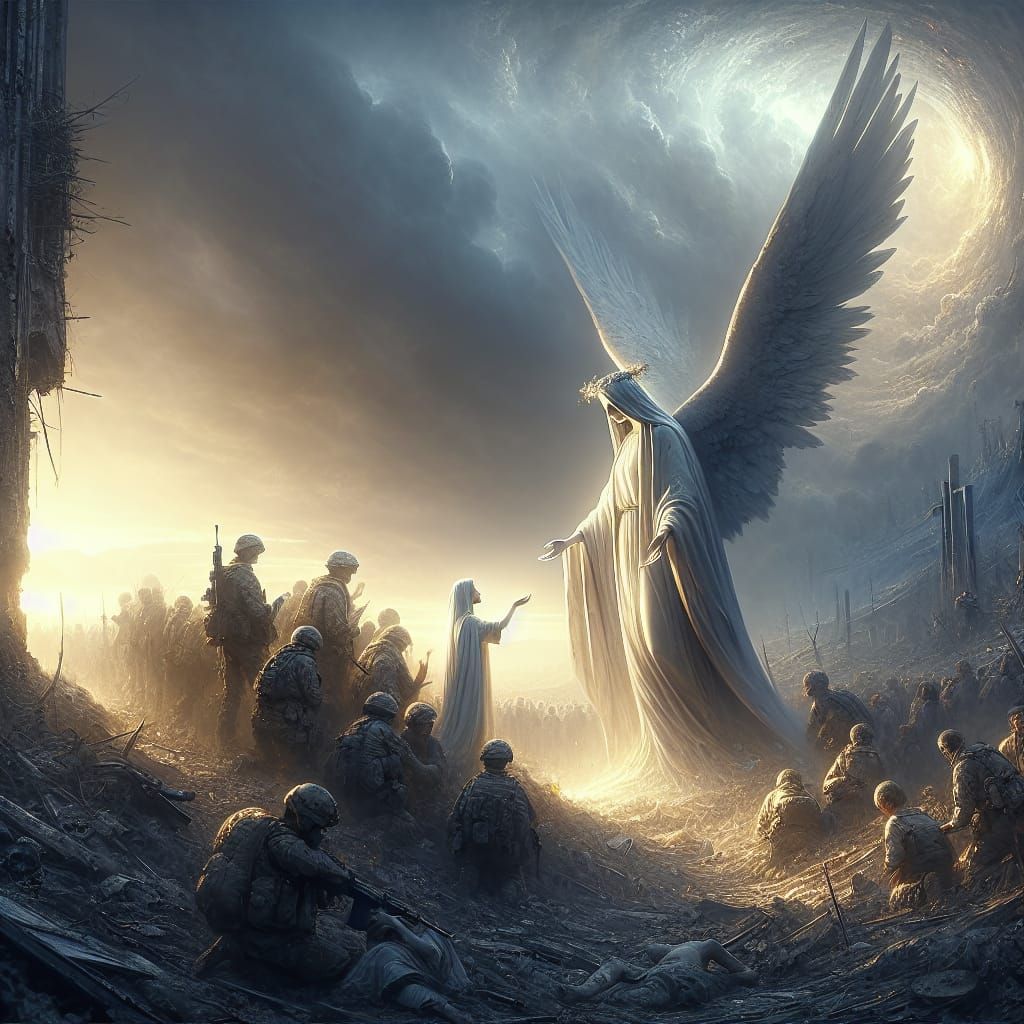 Holy Mary: Hope Amidst War, a Matte Painting