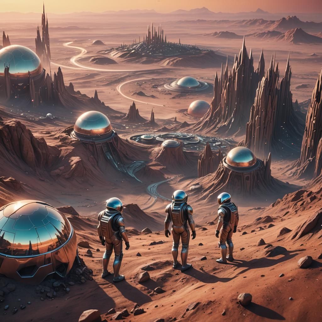 Humans Explore Alien Planet in Fashion Photography Style