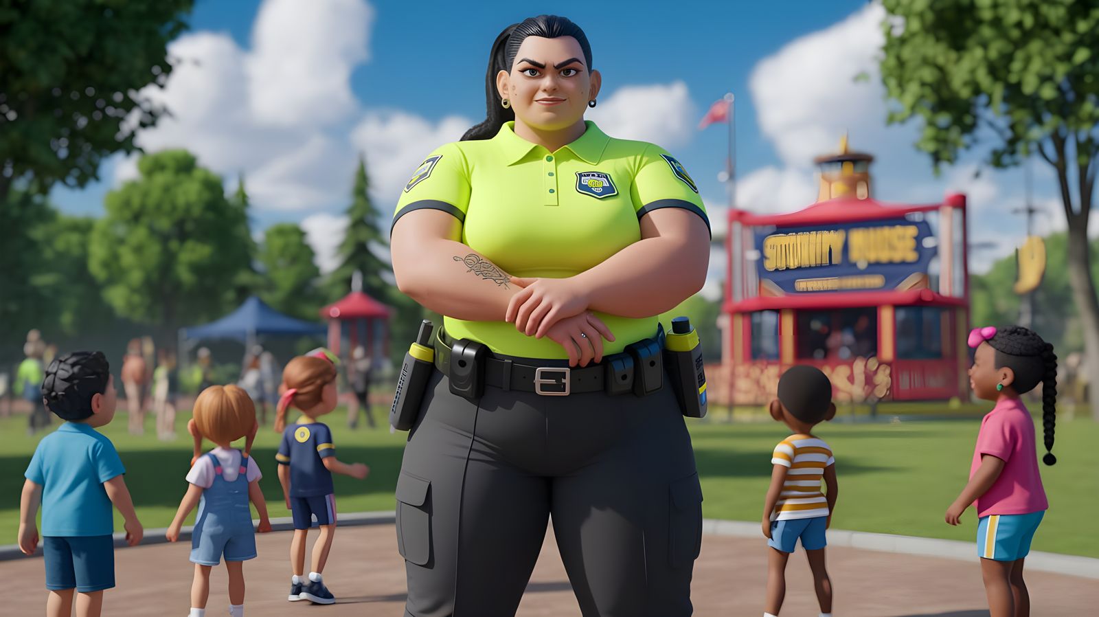 Pixar Style Punk Rock Security Woman