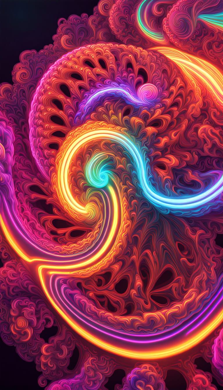 Psychedelic AI Art with Neon 3D Effects