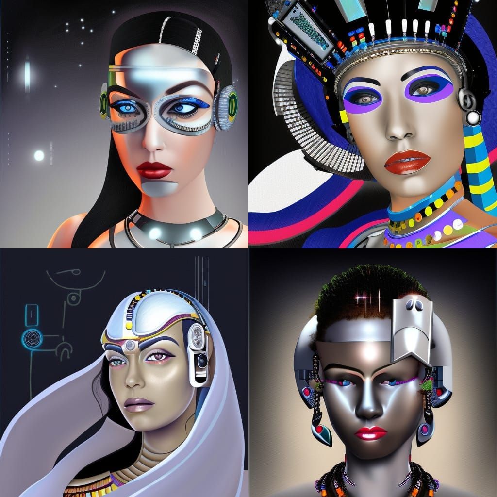 a portrait of cyborg cleopatra, digital art...