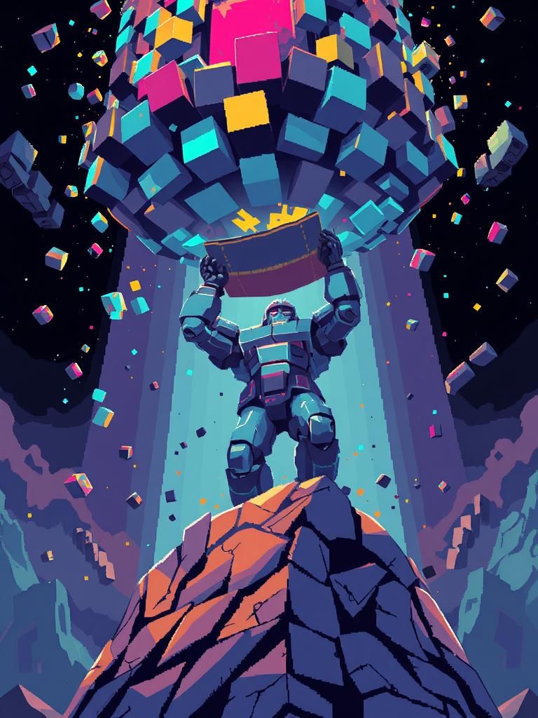 Pixel Art Humanoid Shielding from Meteor Swarm