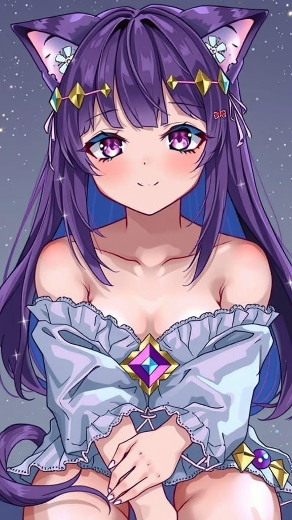 Elegant Anime Girl with Whimsical Features