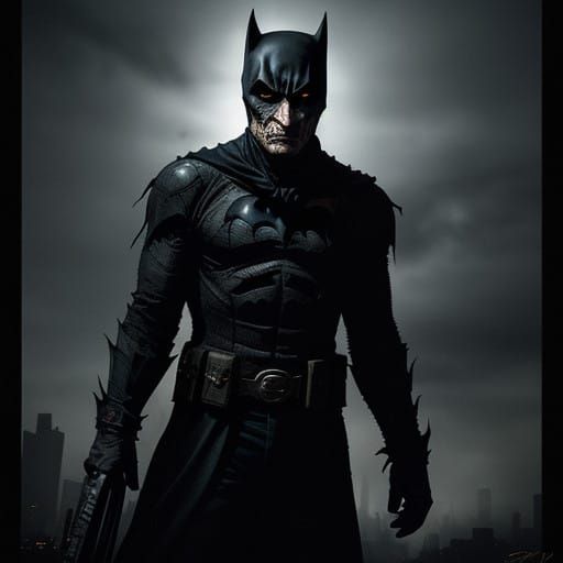 Dark Fusion of Horror and Heroism in Gotham Cityscape
