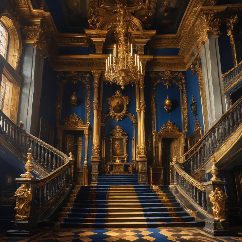 Majestic Throne Room Staircase in Dutch Masters Style