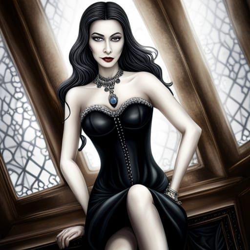 Elegant Gothic Woman in Highly Detailed Rendering