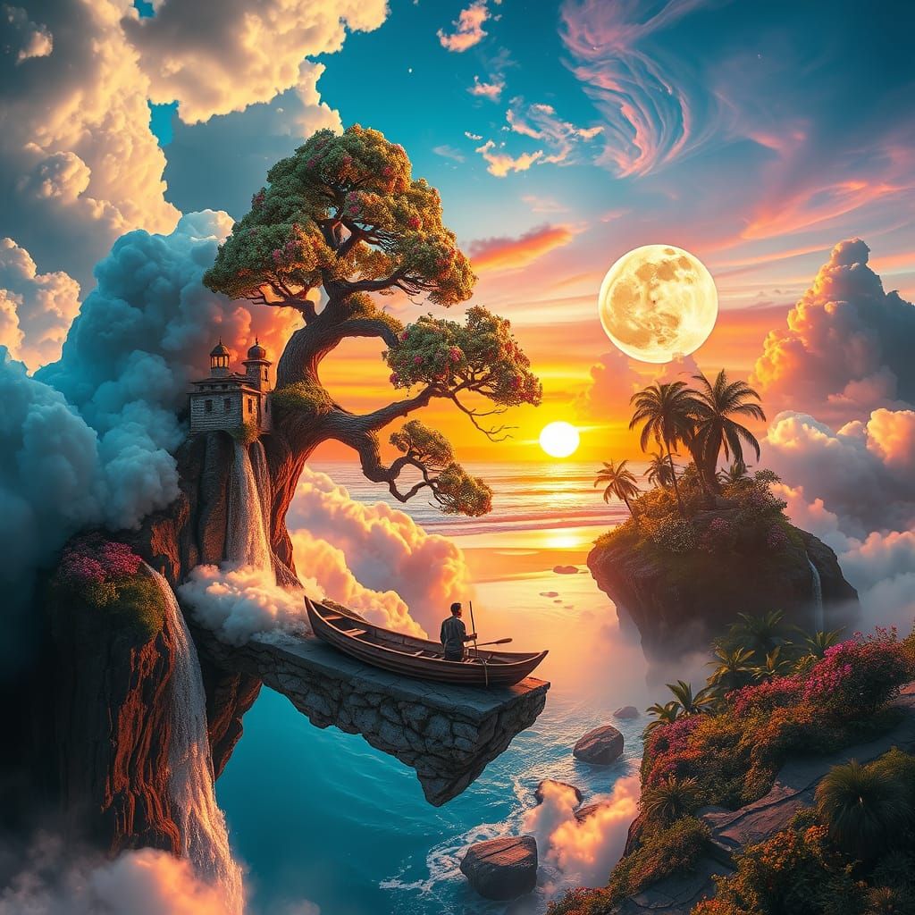 Ethereal Dreamscape Unfolds within Celestial Clouds