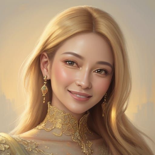 Elegant Portrait in Vibrant Oil Painting Style