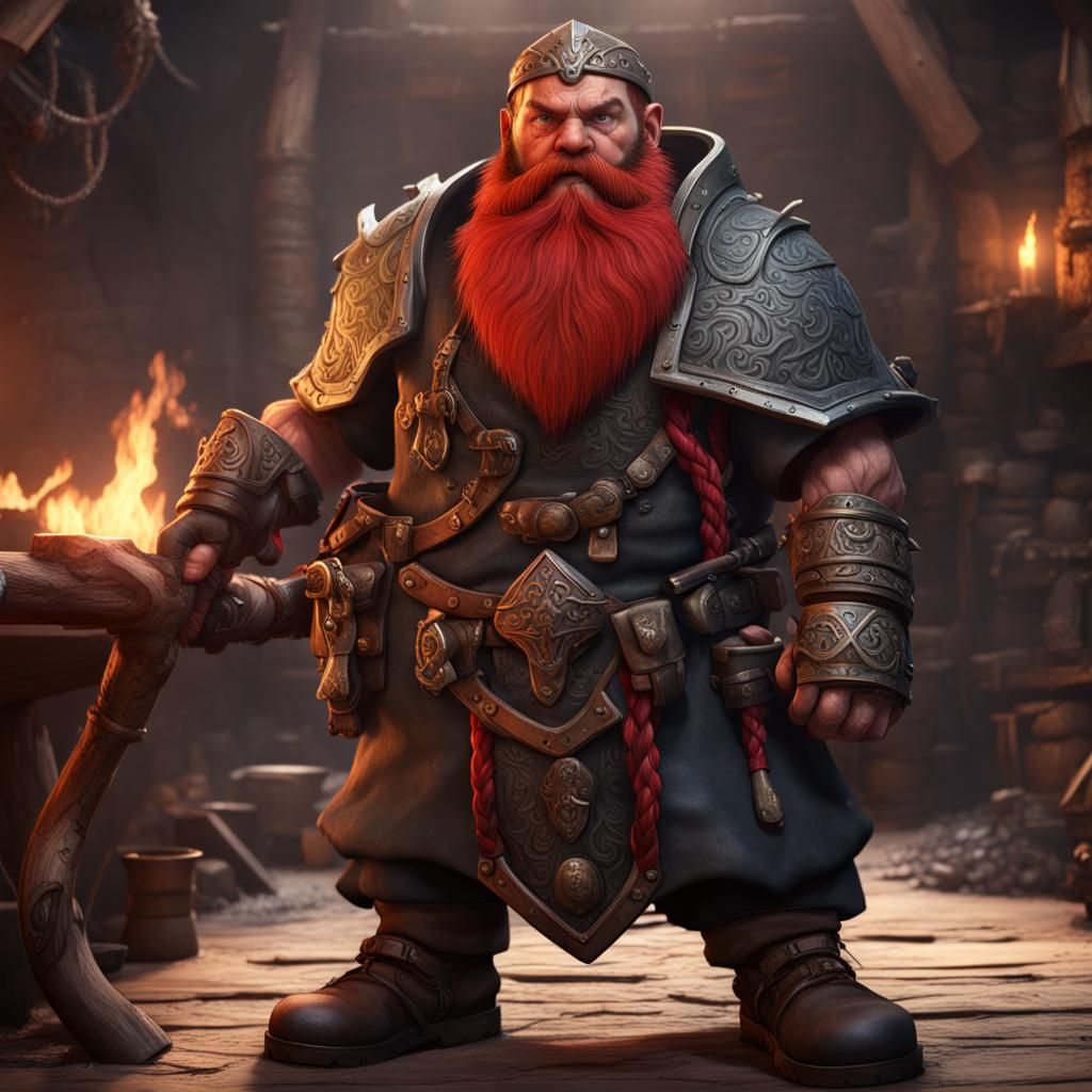 Dwarf Blacksmith with Warhammer Fantasy Concept Art