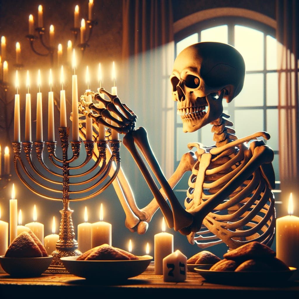 Skeleton Lights Menorah for Hanukkah Celebration