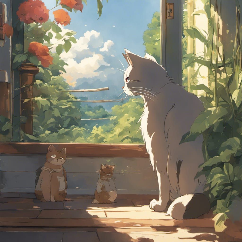 Anime Cat Fursona in Studio Ghibli Style